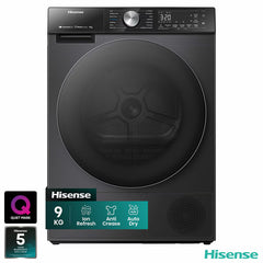 Hisense DH5S902BB, 9Kg Heat Pump Tumble Dryer, A+++ Rated in Black