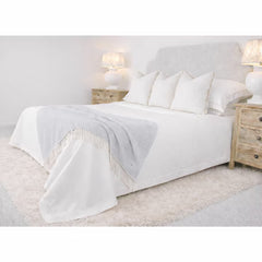 Osprey London Grey Herringbone Fringed Throw, 140 X 190 Cm