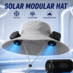 Fan Hat for Men And Women, Solar Wide Brim Sun Hat with Dual Cooling Fans, Adjustable Airflow Outdoor Hat for Summer Travel, Gardening, Hiking, Camping And Yard Work