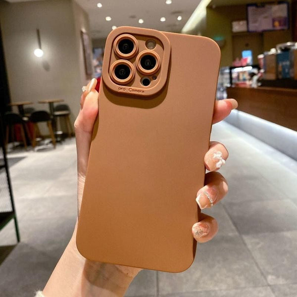 Matte Silicone Phone Case For iPhone 15 14 13 12 11 Pro Max XR XS X 8 7 14 15 Plus SE 2020 Camera Lens Portector Soft Cover