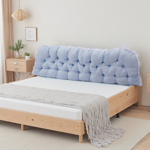 1pc Princess Style Large Ultra-Soft Comfortable Headboard Pillow Wedge Bed Rest Reading Pillow with Fixing Ties, Ruffled Edges Positioning Support Pillow with Removable Cover, Backrest Cushion for Bed Couch Sofa Living Room Bedroom Home Room Decor, Ideal