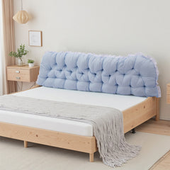 1pc Princess Style Large Ultra-Soft Comfortable Headboard Pillow Wedge Bed Rest Reading Pillow with Fixing Ties, Ruffled Edges Positioning Support Pillow with Removable Cover, Backrest Cushion for Bed Couch Sofa Living Room Bedroom Home Room Decor, Ideal