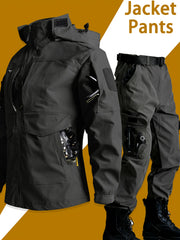 Men'S Outdoor Camouflage Jacket And Pants Set. Long Trousers, Cargo Pants for Men, Suitable for Spring And Autumn. Features Multiple Pockets, Zipper, And Mesh Fabric. Ideal for Fishing And Hiking
