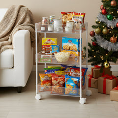 2/3/4-Tier Transparent Storage Cart - Multi-Functional Rolling Organizer with Wheels | for Bathroom, Kitchen, Laundry Room | Snack & Toiletries Holder (Easy Assembly)