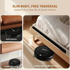 3-in-1 Robot Vacuum Cleaner | 4, 000 Pa Powerful Suction, Up to 90mins Runtime, Low Noise, Suitable for Hard Floors, Flatmarble Tiles, and Wood Floors | USB Charging, Hair Anti-Tangling, Blow and Suction Integrated, Crash Protection