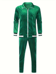 Men'S Velour Tracksuit Sweatsuit Set Jogging Suits Full Zip Casual Jackets Pants 2pcs Outfit Athletic Workout