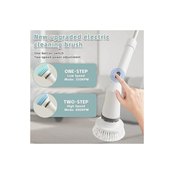 Electric Cleaning Brush, Cordless Spin Scrubber With 6 Interchangeable Brush Heads, Adjustable Telescopic Rods 35-116 Cm, 2 Rotation Speeds, For Bathroom, Kitchen, Tiles, Floor