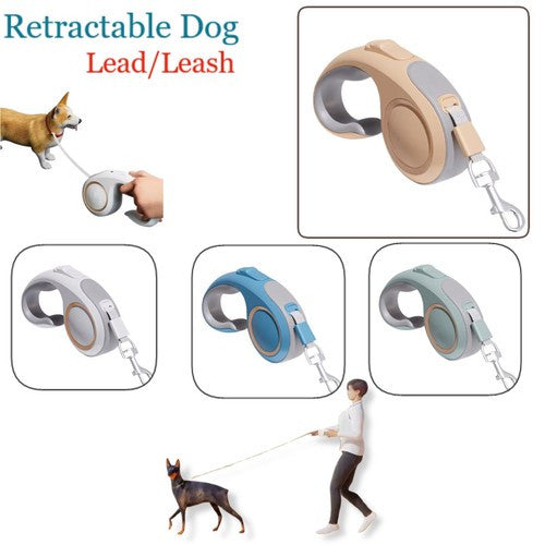 Retractable Dog Leash with 5M Extendable Strap Tangle-Free 360° Design, Adjustable Training Lead for Small to Large Dogs