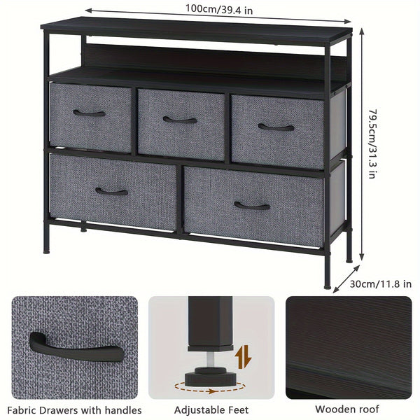 A Multi-functional Bedroom Furniture Piece Featuring A 5-drawer Dresser, TV Stand, Large Storage Cabinet, And A Closet Organizer With Fabric Drawers All Designed For Efficient Storage And Organization In Your Living Space 100x30x80cm