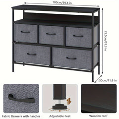 A Multi-functional Bedroom Furniture Piece Featuring A 5-drawer Dresser, TV Stand, Large Storage Cabinet, And A Closet Organizer With Fabric Drawers All Designed For Efficient Storage And Organization In Your Living Space 100x30x80cm