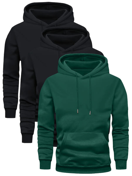 3 Counts Hooded Sweatshirt Men'S Light Version New Fleece Men'S Casual Versatile Fashion Trendy Brand Pullover Hoodie Mixed 3pcs Set