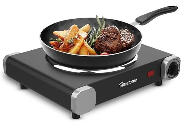 Portable Electric Hot Plate Single Hob, 1500W, Temperature Control, Ring Tabletop Stove for Cooking, Warming, Boiling, Frying – Ideal for Home & Caravan – Black
