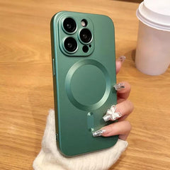 Luxury For Wireless Charging Case For IPhone 16 15 11 13 12 14 Pro Max Plus Magnetic Phone Cases Lens Protector Matte Cover