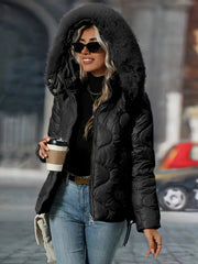 Women's Winter Jacket with Hood & Collar - Puffer Coat, Elegant Warm Outerwear for Cold Weather, Hand Washable Coats (No Belt/Hem Adjustments) - Casual to, Winter Coats For Women,