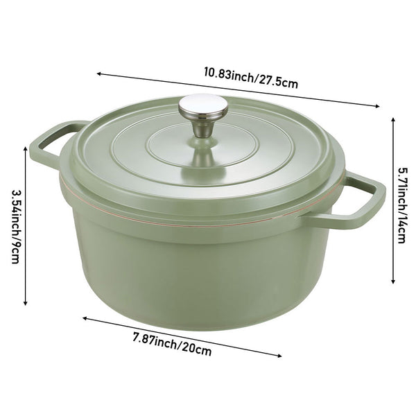 20cm/24cm Enamel Stew Pot, Double-Handled Non-Stick Soup Pot for Instant Noodles and Daily Cooking, Suitable for Gas Stove and Induction Cooker, White/Green/Red