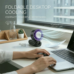 3-in-1 Rechargeable Handheld Fan with 120-Speed Control and LED Battery Indicator, Turbo-Powered Foldable Neck and Desk Fan for Instant Cooling, Portable USB Fan for Summer Camping Hiking Office and Daily Use
