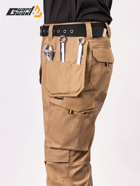 Men's Elastic Cargo Pants with Multiple Pockets, All-Season Style, 1pc