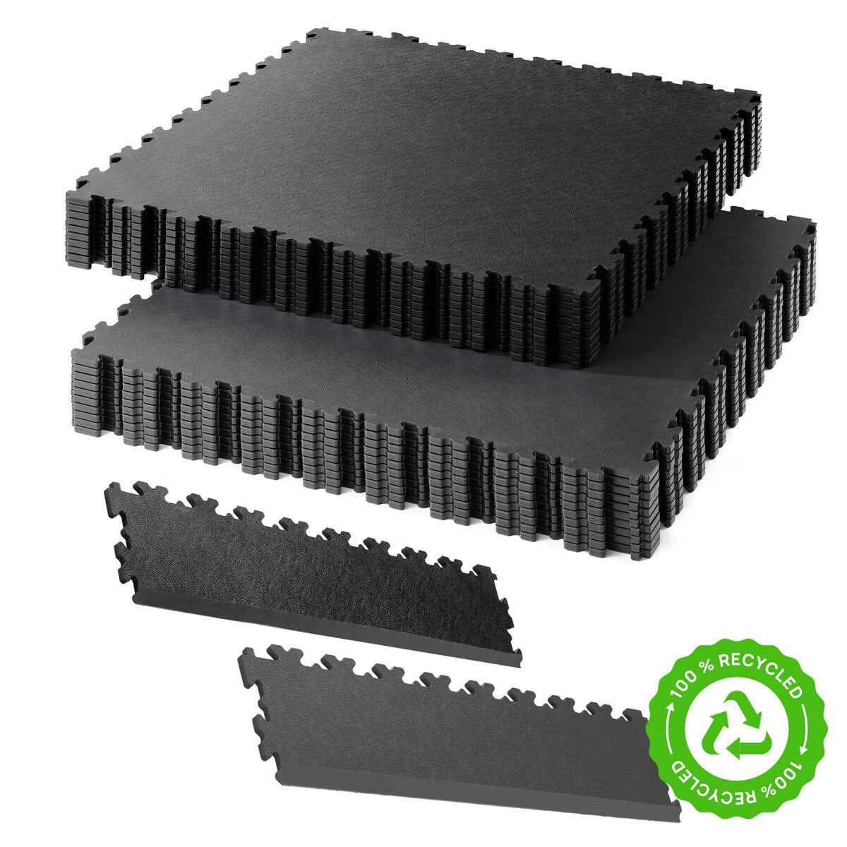 Klikflor RX500 7Mm Recycled Garage Floor Bundle (495 X 495 X 7Mm) - 108 Tiles & 9 Ramps in Black & Graphite - 27M²