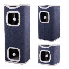 Large Cat Bed Cat House Cave & Tower Foldable Indoor 1/2/3 Layer with Hanging Toy Ball for Small Medium Pets, Large Cats Cube Bed Cave with Hideaway Condos