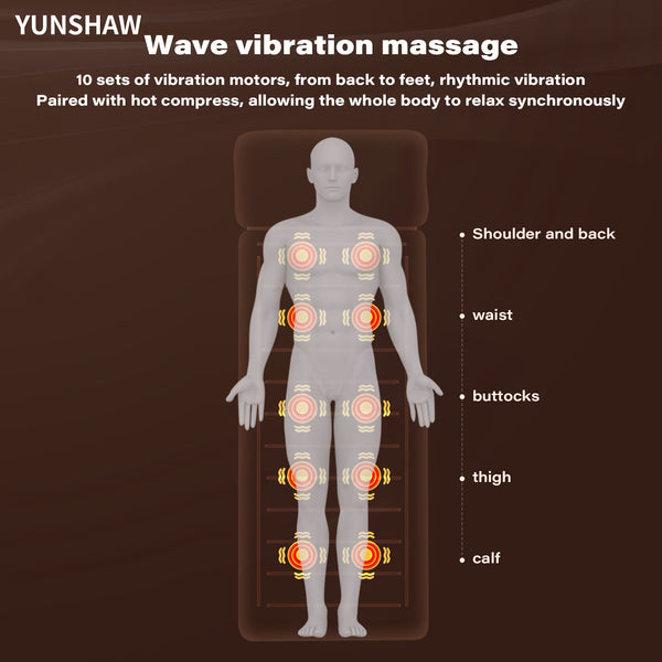 YUNSHAW Complete Body Massage Mat Featuring a Shiatsu Neck Massager, 3D Lumbar Support & Relaxation, Equipped with 10 Vibration Motors to Deeply Soothe Muscles, a Foldable Massage Mattress Suitable for The Neck, Back, Waist, Hips, And Legs, Making It an I