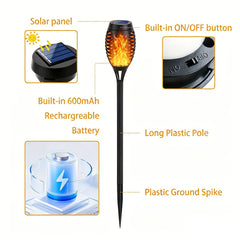 6/8/12pcs Solar Torch Lights Outdoor, Light with Vivid Dancing Flickering Flames for Landscape Garden Pathway, Auto On/Off, for Christmas Decor, Ideal for Christmas Gift