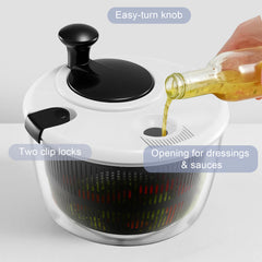 Salad Spinner 3.5 Litre Plastic Lettuce Dryer Vegetable Washer with Non-Slip Base, Dual Function Serving Bowl Strainer Easy One Hand Operation for Healthy Eating