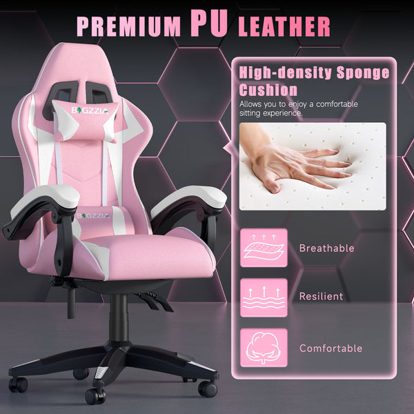 GartistGo Ergonomic Gaming Chair - Gamer Chairs with Lumbar Cushion + Headrest, Height-Adjustable Office & Computer Chair for Adults, Girls, Boys (Without footrest)