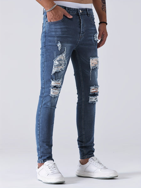 European and American Stretch Ripped Skinny Jeans