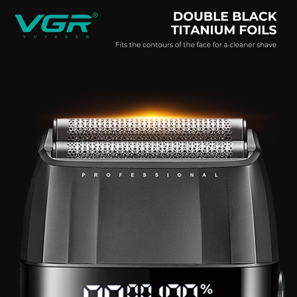 The VGR Men'S Electric Hair Clipper And Trimmer Set Features Interchangeable Ceramic Blades, Operates at High Speeds with 9000 RPM, Includes a Professional Hair Clipper with an LCD Display
