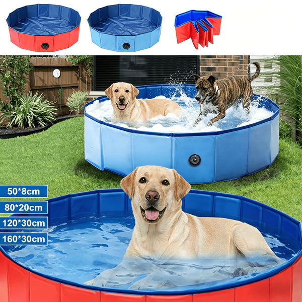 Heavy Duty Dog Swimming Pool, Dog Paddling Pool, PVC Board Pet Pool Quick Setup, Drainage Hole & Thickened Bottom For Small/Large Dogs Indoor & Outdoor Use