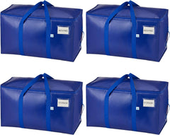 VENO 8 Pack Extra Large Moving Storage Bags with Zips, Heavy-Duty Organizer Tote, Moving Box Alternative, Packing Supply, Clothes Storage Bin, Tag Pocket for Label, Water-Resistant (Clear, 8 Pack)