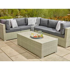 Bramblecrest Kingscote Rattan Deep Seating Corner Sofa Patio Set in Cloud Grey