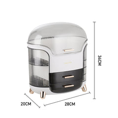 Jewelry Storage Box, Portable Makeup Storage Organiser with Clear Lid, Skincare Organiser Drawers Beauty Holder Cosmetic Organisers for Bathroom, Dressing Table Organisers, L28*W20*H34cm, White