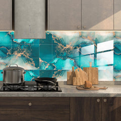 WALPLUS 24pcs Glossy Tile Stickers for Kitchen 15x15cm (6