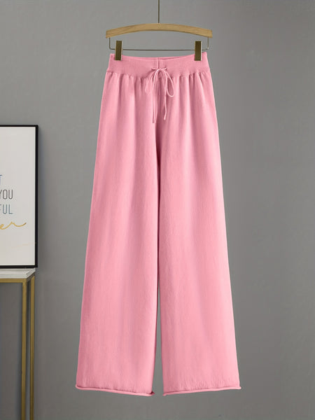 Directional Elegant New Fashion Casual Suit Pants Women'S Loose Sweater Wide Leg Pants Long Trousers Two-Piece Set