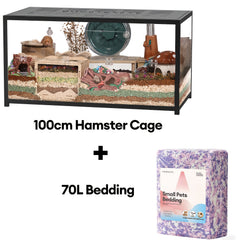 BUCATSTATE 80/100cm Guinea Pig Cage Small Pets Habitats Large Stackable with Top Access Easy Assemble, Dwarf Syrian Hamster House for Guinea, Gerbil