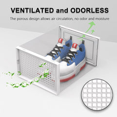 Pack of 12 Stackable Shoe Boxes Shoe Storage Organisers, Sturdy & Durable, Space Saving, Shoe Organizer Containers with Lids for Women/Men, Ideal for Entryway, Closet, Living Room, Bedroom, Office, Dorm, Fit Up To UK Size 9.5, 23x33x14cm