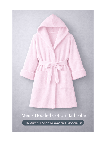 Men'S Hooded Cotton Bathrobe – Ultra Soft Terry Cloth Spa Robe with Adjustable Belt & Deep Pockets – Knee Length Luxury Home & Hotel Dressing Gown