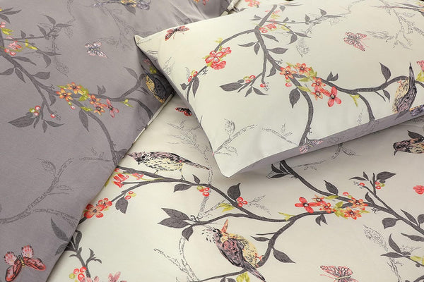 3pcs Caramel Flower Duvet Cover Set - Premium Floral Duvet Cover with Pillow Cases Super Soft Flower Bedding Sets Breathable Reversible Grey Quilt Covers, Machine Washable Double King Superking Size