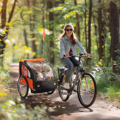 2-Seat Child Bike Trailer Bicycle Wagon for Kid W/ Seat Belt Hitch Coupler