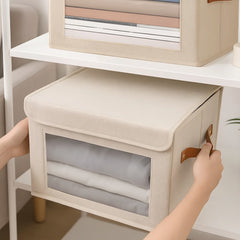 5 Packs Foldable Storage Bins with Lids 39*25*25cm Cube Organizer Baskets with Clear View Window & Handles, Fabric Storage Cubes for Closet, Shelf & Home Organization