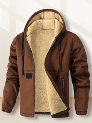 Men'S Cardigan Hooded Fleece Thickened Sweatshirt, Fashionable Fleece Warm Hoodie, Comfortable Loose Drawstring Hooded Sweatshirt, Autumn And Winter Men'S Clothing, Men'S Casual Hooded Sweatshirt with Zipper Pockets, Suitable for Winter And Autumn