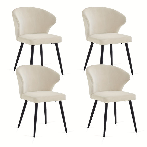 Set of 2 or 4 Corduroy Upholstered Dining Chairs - Modern Padded Seats with Black Metal Legs, Scandinavian Rustic Chairs Suitable for Kitchen, Restaurant, Cafe - - Fabric &