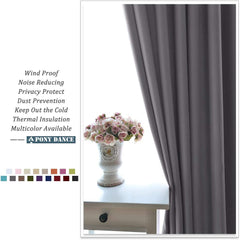 PONY DANCE Grey Blackout Thermal Insulated Curtains for Bedroom, 46 X 54 Inch Short Eyelet Curtains & Drapes, Soft Black Out 2 Panels for Window Living Room/Kitchen