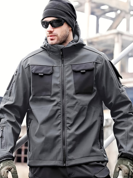 Spring Fall Men'S Jacket Fleece Jacket Outerwear, 100% Polyester, Classic Design, Windproof Warm Comfortable, Suitable for Outdoor Sports, Hiking, Camping, And