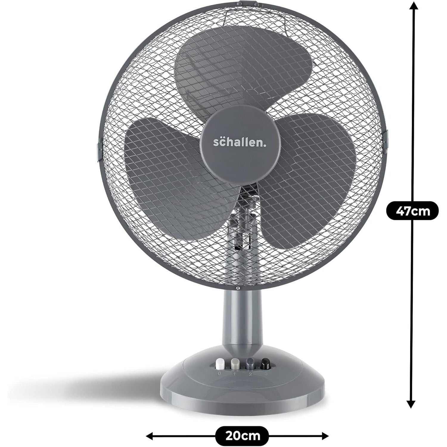 Schallen 16 Inch Electric Desk Fan Oscillating Table Fan 3 Speed Quiet Cooling Fan Adjustable Head Worktop Office Home Bedroom Air Circulator Fan Modern Design Portable Electric Desk Fan White Black or Grey UK Plug Summer Cooling Fan