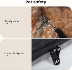 Dog Car Carrier Stable and Light Weight, 61×45×52Cm Dog Carrier for Cars, Portable Dog Car Crate with Breathable Windows, Foldable Pet Carrier for Both Indoor and Outdoor Use, Pet Travel Crate Grey