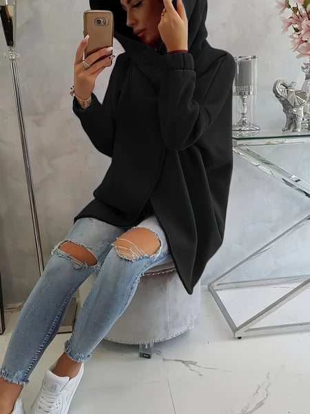 Women'S Hooded Jacket - Long Sleeve Coat with Front Zipper Closure, Lightweight Outerwear for Everyday & Formal Outfits - Spring/Fall Transitional Layering Piece, Spring Fall Clothing, Casual Style, Durable Fabric, Office Wear
