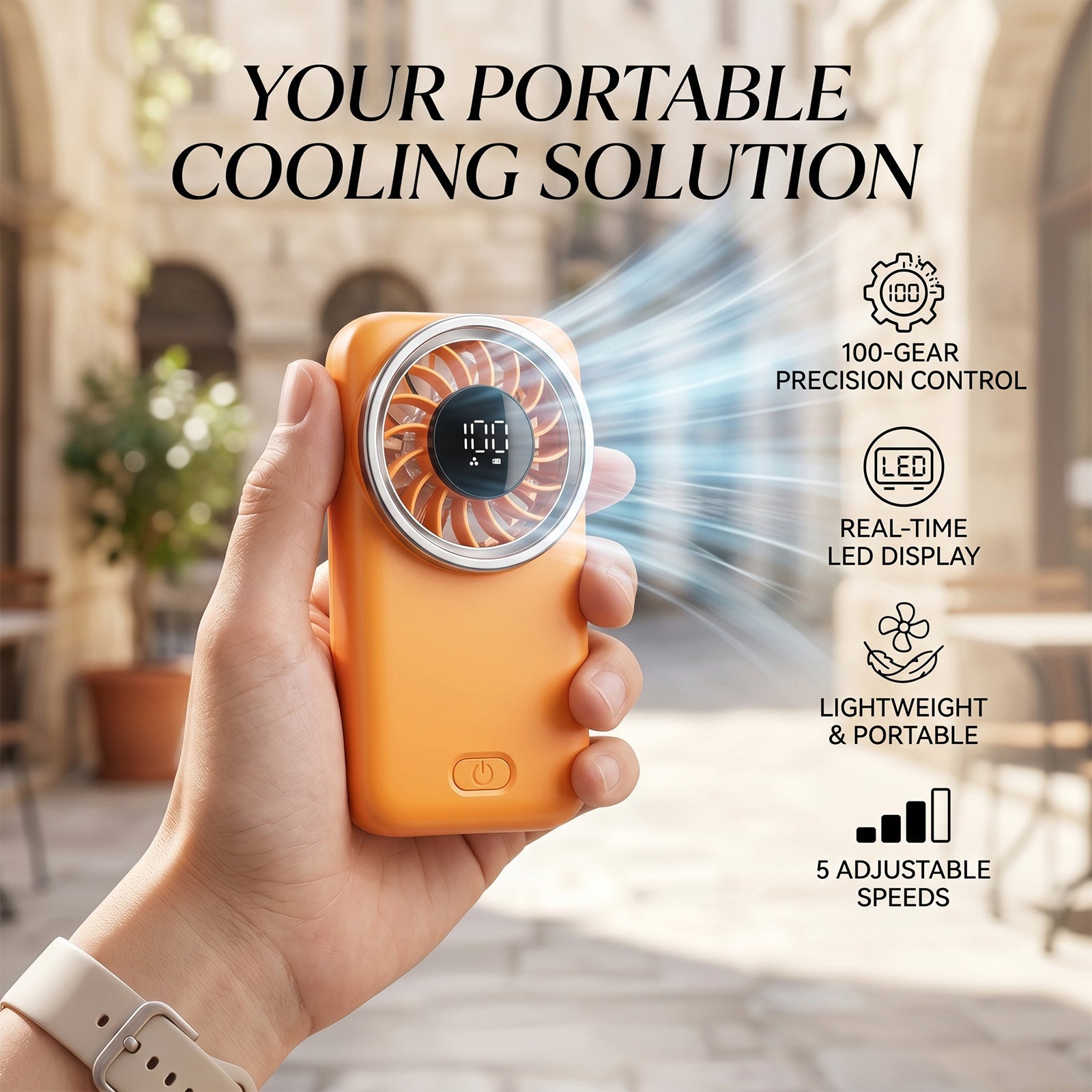USB Rechargeable Small Fan for Outdoor Handheld Mini Fan 5 Speeds Compact Pocket-Sized Portable Small Personal Fan for Travel, Cruise, Concerts, Makeup, Summer Gifts for Women Men