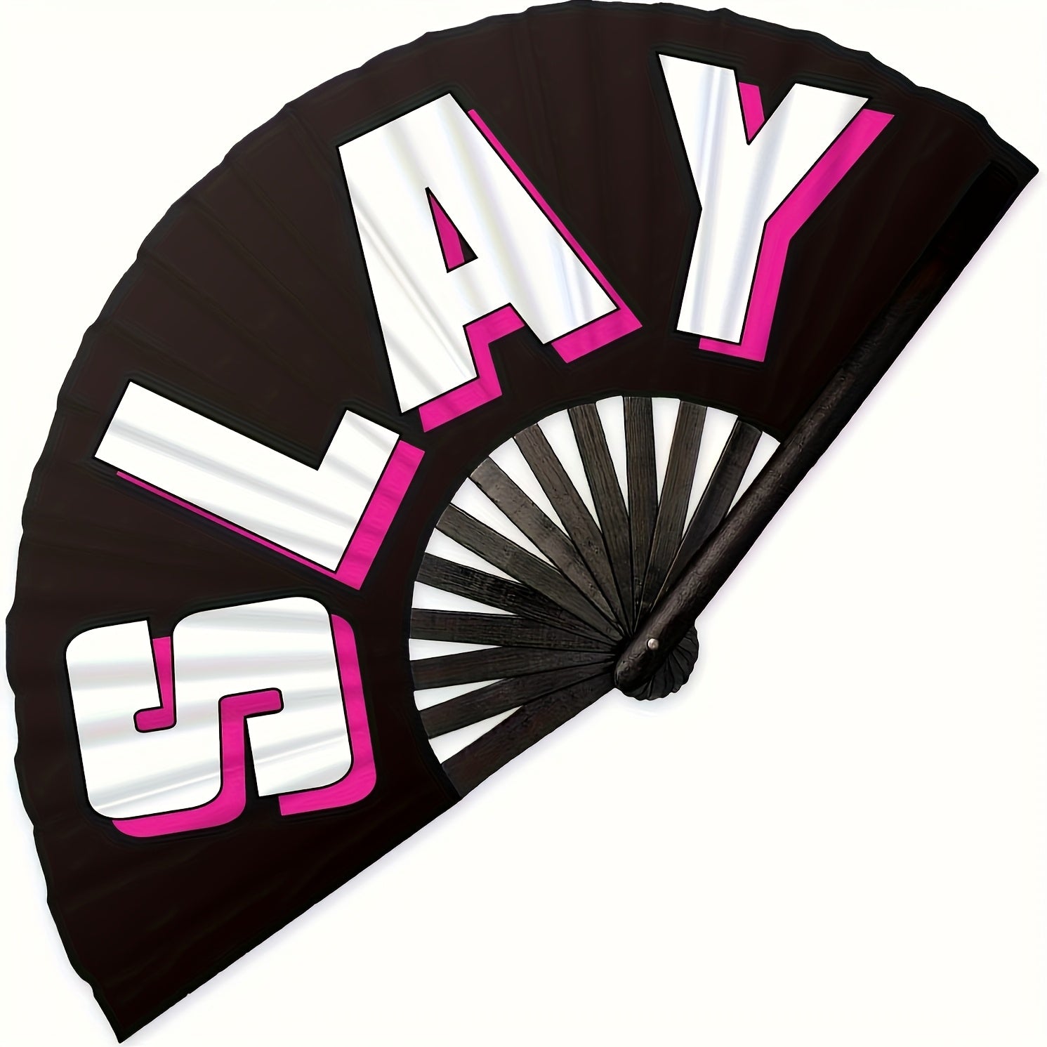 SoJourner Bags Rave Fan - Large Folding Fan - Clack Fan Hand Fan for Raves, Halloween, Burlesque, Rainbow Outfits for Women & Festival Accessories